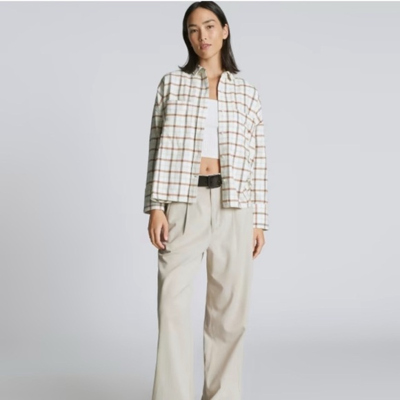 Everlane Cream and Brown Utility Jacket Modern Minimalist Design - Picture 2 of 8